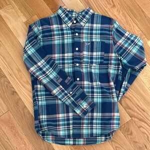 Hollister Blue Plaid Button-Up Shirt